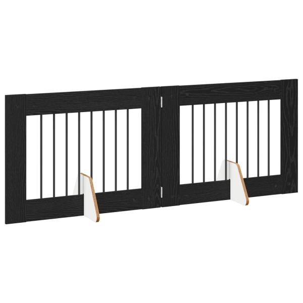 Klappbares Hundetor mit Ständern 2 stk. Schwarz Eichen-Optik
