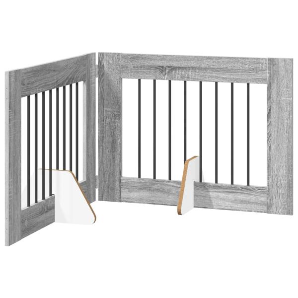 Klappbares Hundetor mit Ständern 2 stk. Sonoma-Grau 160,5 cm