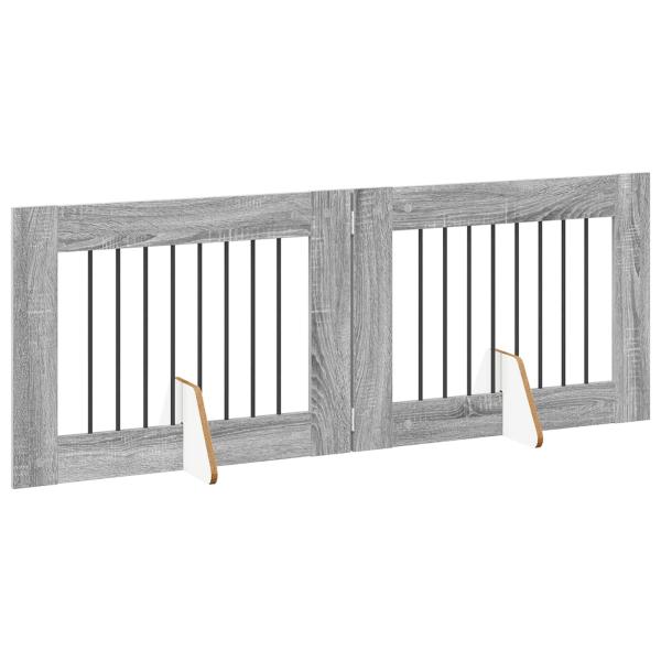 Klappbares Hundetor mit Ständern 2 stk. Sonoma-Grau 160,5 cm