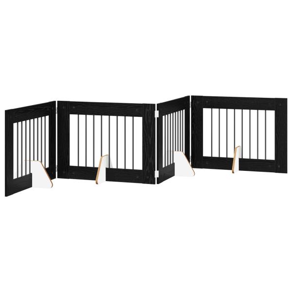 Klappbares Hundetor mit Ständern 4 stk. Schwarz Eichen-Optik