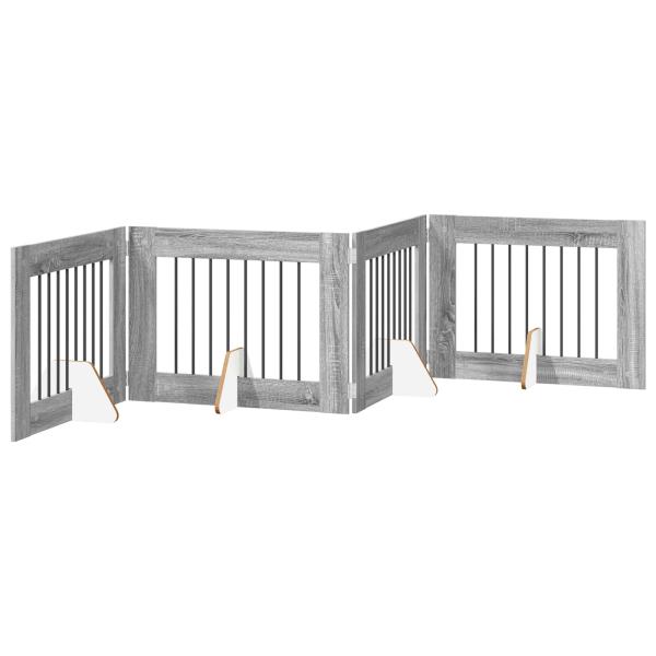 Klappbares Hundetor mit Ständern 4 stk. Sonoma-Grau 321 cm