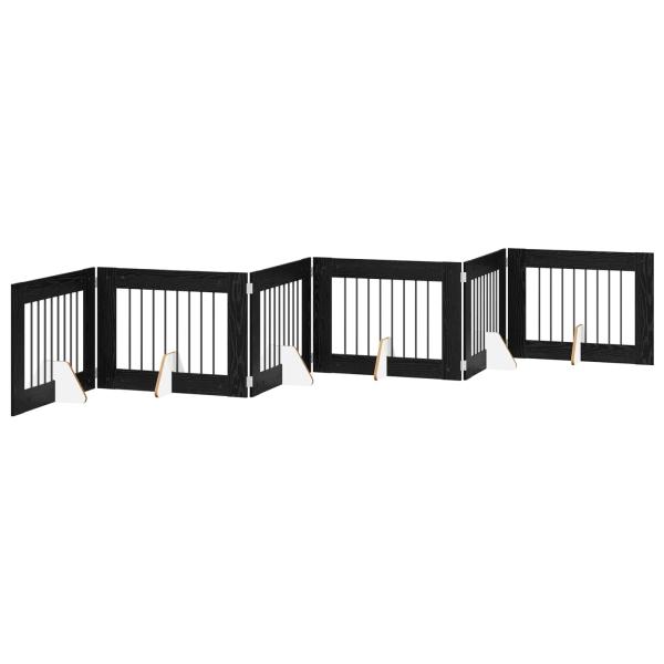 Klappbares Hundetor mit Ständern 6 stk. Schwarz Eichen-Optik