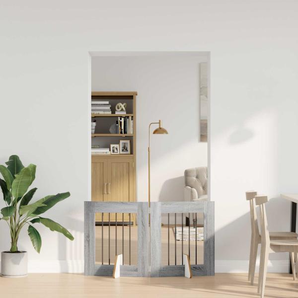 ARDEBO.de - Klappbares Hundetor mit Ständern 2 stk. Sonoma-Grau 120,5 cm