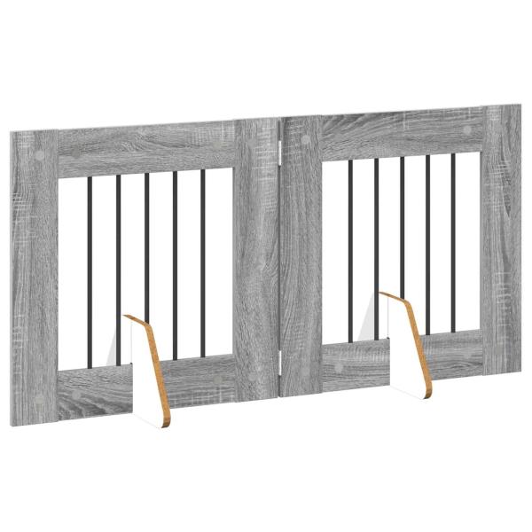 Klappbares Hundetor mit Ständern 2 stk. Sonoma-Grau 120,5 cm