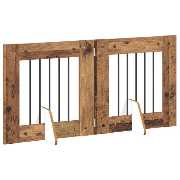 Klappbares Hundetor mit Ständern 2 stk. Altholz 120,5 cm