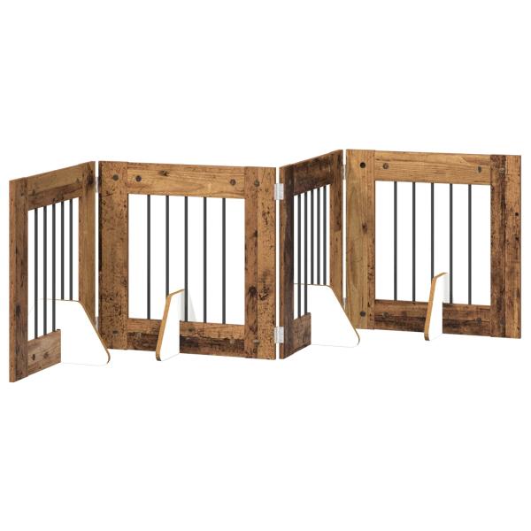 Klappbares Hundetor mit Ständern 4 stk. Altholz 241 cm