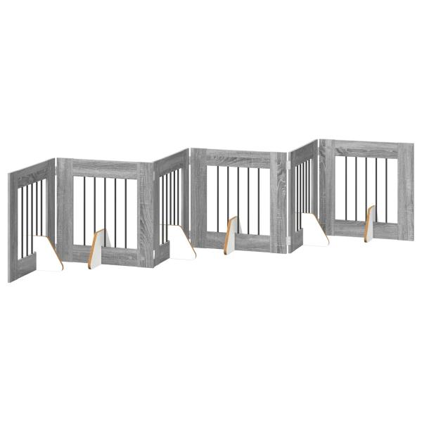 Klappbares Hundetor mit Ständern 6 stk. Sonoma-Grau 362 cm