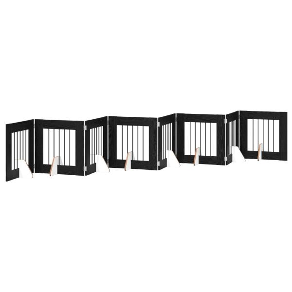 Klappbares Hundetor mit Ständern 8 stk. Schwarz Eichen-Optik