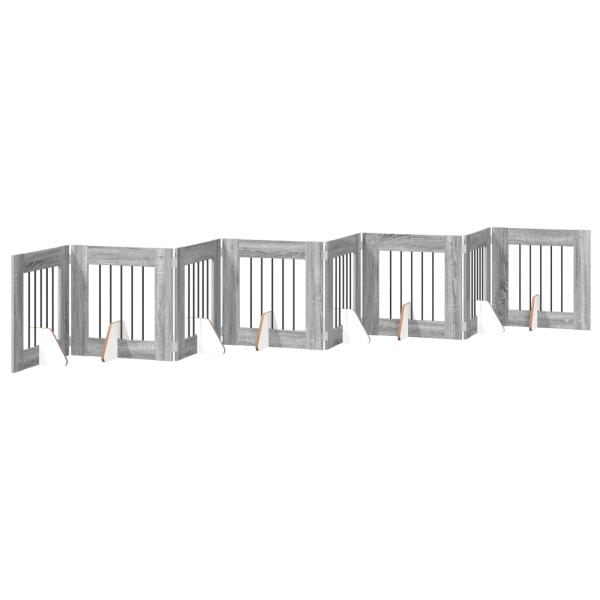 Klappbares Hundetor mit Ständern 8 stk. Sonoma-Grau 60 cm