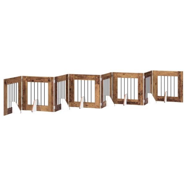 Klappbares Hundetor mit Ständern 8 stk. Altholz 60 cm