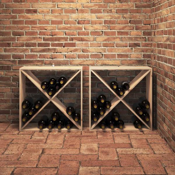 Weinregal 2 Stk. Natur 62 x 25 x 62 cm Massives Kiefernholz