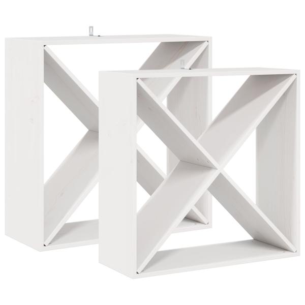 Weinregal 2 Stk. Wei? 62 x 25 x 62 cm Massives Kiefernholz