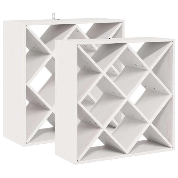 Weinregal 2 Stk. Weiß 62 x 25 x 62 cm Massives Kiefernholz