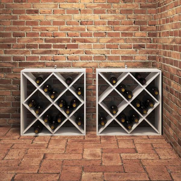 Weinregal 2 Stk. Weiß 62 x 25 x 62 cm Massives Kiefernholz