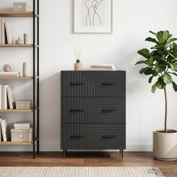 ARDEBO.de - Schubladenschrank 66 x 34,5 x 89,5 cm Holzwerkstoff Schwarz