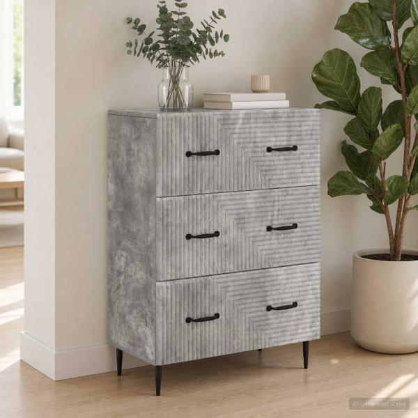 Schubladenschrank 66 x 34,5 x 89,5 cm Holzwerkstoff Betongrau