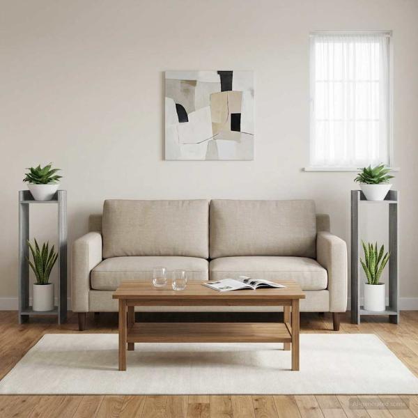 Pflanzenständer 2 Stk. Sonoma-Grau 30 x 30 x 100 cm