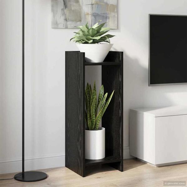ARDEBO.de - Pflanzenständer 2 Stk. Schwarz Eichen-Optik 30 x 30 x 80 cm
