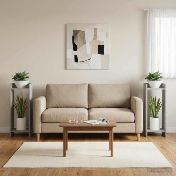 Pflanzenständer 2 Stk. Betongrau 30 x 30 x 80 cm Holzwerkstoff