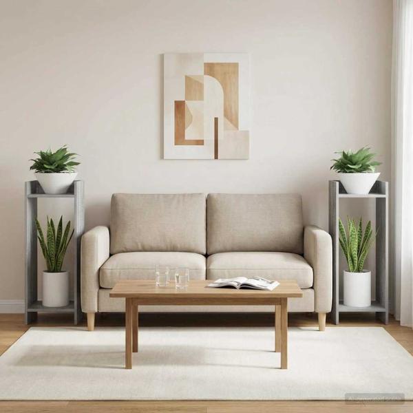 Pflanzenständer 2 Stk. Sonoma-Grau 30 x 30 x 80 cm