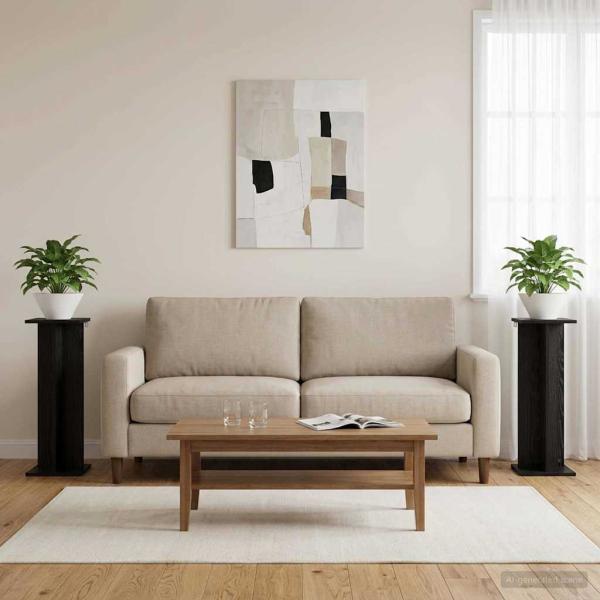 ARDEBO.de - Pflanzenständer 2 Stk. Schwarz Eichen-Optik 25 x 25,5 x 80,5 cm