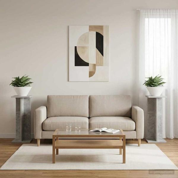 ARDEBO.de - Pflanzenständer 2 Stk. Betongrau 25 x 25,5 x 60,5 cm