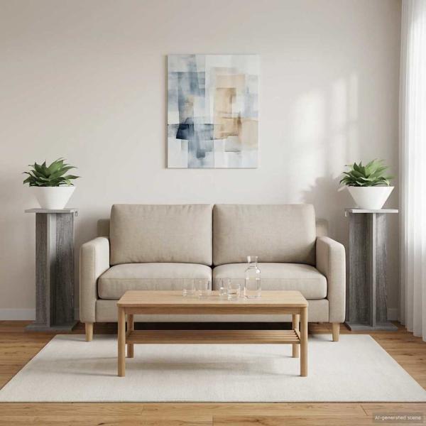ARDEBO.de - Pflanzenständer 2 Stk. Sonoma-Grau 25 x 25,5 x 60,5 cm