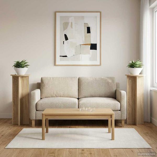 ARDEBO.de - Pflanzenständer 2 Stk. Sonoma-Eiche Ø40 x 100 cm Holzwerkstoff