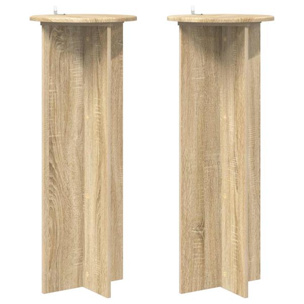 Pflanzenständer 2 Stk. Sonoma-Eiche Ø40 x 100 cm Holzwerkstoff