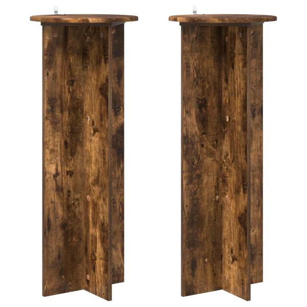Pflanzenständer 2 Stk. Räuchereiche Ø40 x 100 cm Holzwerkstoff