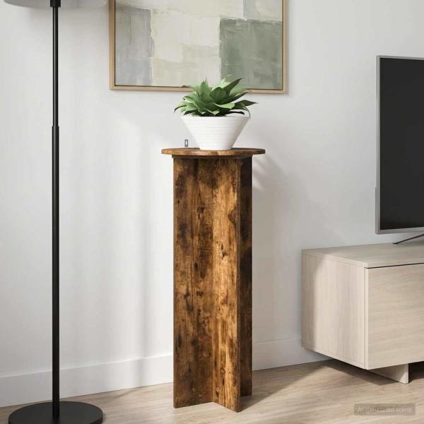 Pflanzenständer 2 Stk. Räuchereiche Ø40 x 100 cm Holzwerkstoff