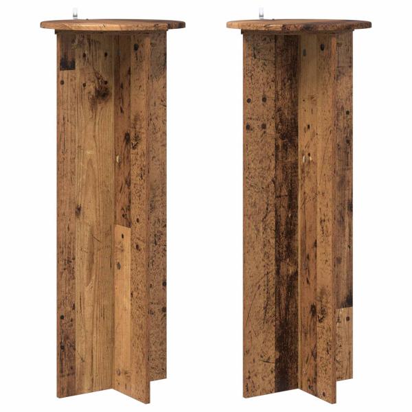 Pflanzenständer 2 Stk. Altholz Ø40 x 100 cm Holzwerkstoff