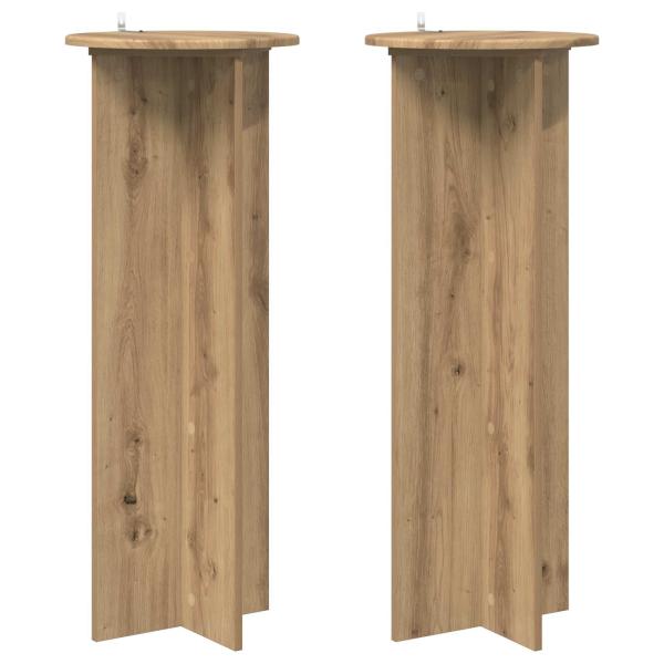 Pflanzenständer 2 Stk. Artisan-Eiche Ø40 x 100 cm Holzwerkstoff