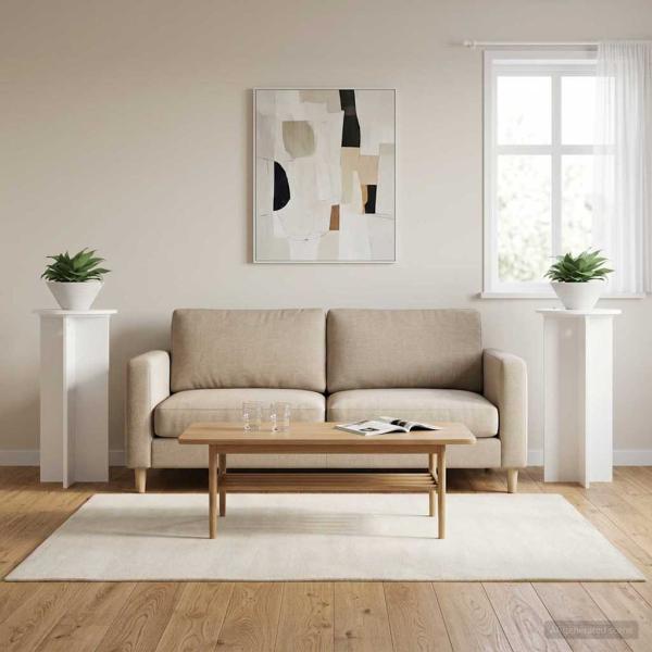 ARDEBO.de - Pflanzenständer 2 Stk. Weiß Ø40 x 80 cm Holzwerkstoff