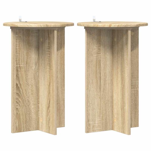 Pflanzenständer 2 Stk. Sonoma-Eiche Ø40 x 60 cm Holzwerkstoff