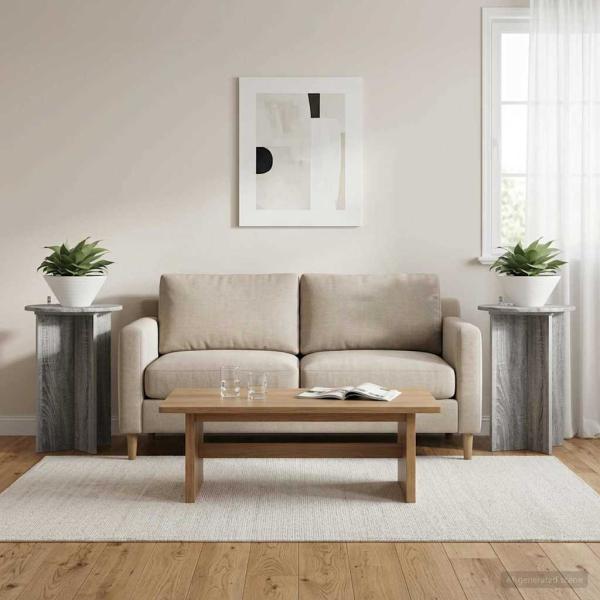 ARDEBO.de - Pflanzenständer 2 Stk. Sonoma-Grau Ø40 x 60 cm Holzwerkstoff
