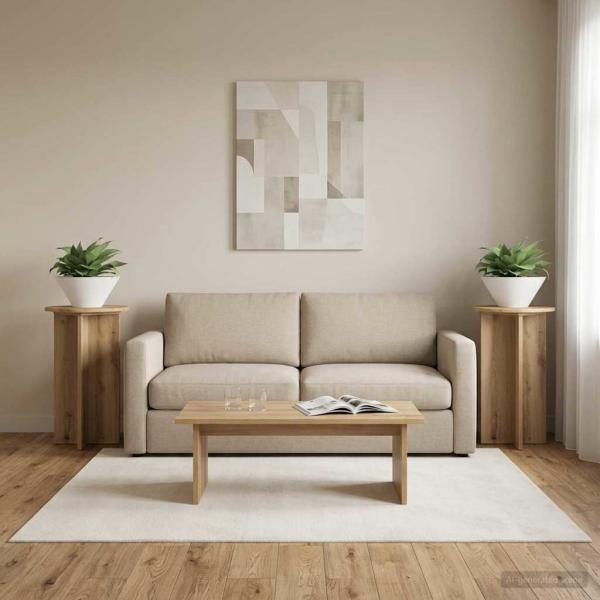 Pflanzenständer 2 Stk. Artisan-Eiche Ø40 x 60 cm Holzwerkstoff