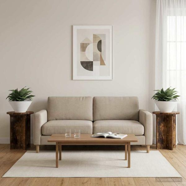 ARDEBO.de - Pflanzenständer 2 Stk. Räuchereiche Ø29,5 x 40 cm Holzwerkstoff