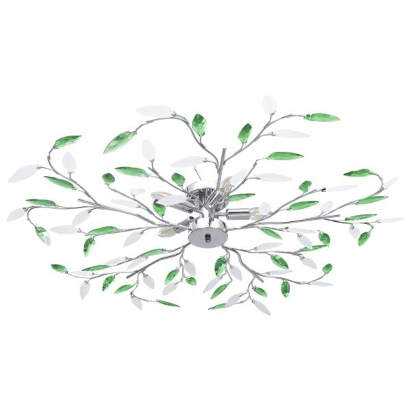 ARDEBO.de - Deckenleuchte mit Acrylglas-Blätter für 5 x E14-Lampen Grün