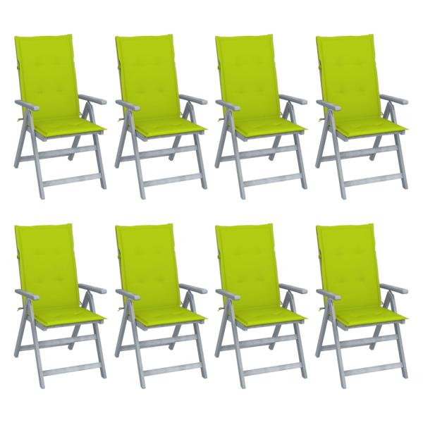 ARDEBO.de - Verstellbare Gartenstühle mit Auflagen 8 Stk. Grau Akazienholz