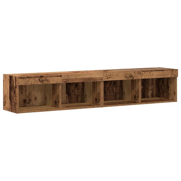 TV-Schrankset mit LED-Lichtleisten 6 pcs Altholz Holzwerkstoff