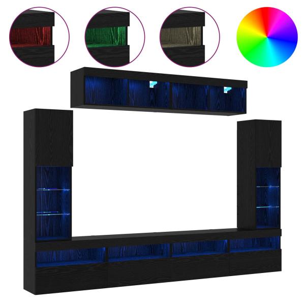 TV-Schrankset 6 pcs Schwarz Eichen-Optik Holzwerkstoff