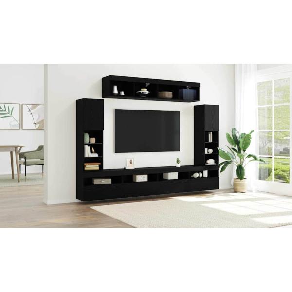 TV-Schrankset 6 pcs Schwarz Eichen-Optik Holzwerkstoff