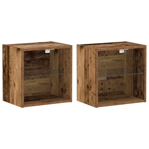 TV-Schrankset mit LED-Lichtleisten 8 pcs Altholz Holzwerkstoff