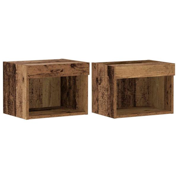 TV-Schrankset mit LED-Lichtleisten 8 pcs Altholz Holzwerkstoff