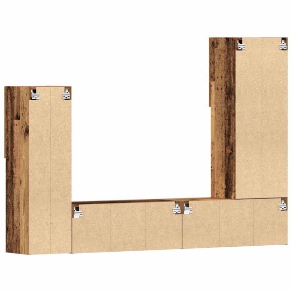 TV-Schränk mit LED-Lichtleisten 4 pcs Altholz Holzwerkstoff