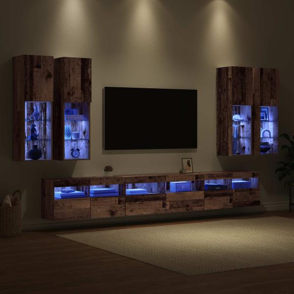 TV-Wandregal-Set 7 stk. Altholz Holzwerkstoff