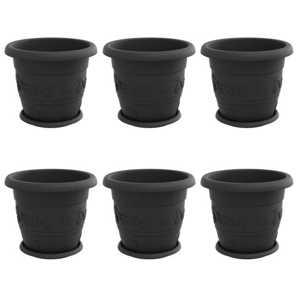 Blumentöpfe 6 stk. Schwarz Ø 30 x 25 cm Kunststoff