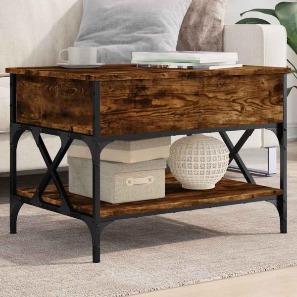 ARDEBO.de - Couchtisch Räuchereiche 70x50x50 cm Holzwerkstoff und Metall