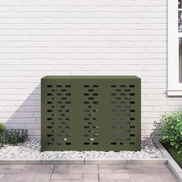 Klimaanlagenabdeckung Olivgrün 110 x 50 x 80 cm Stahl